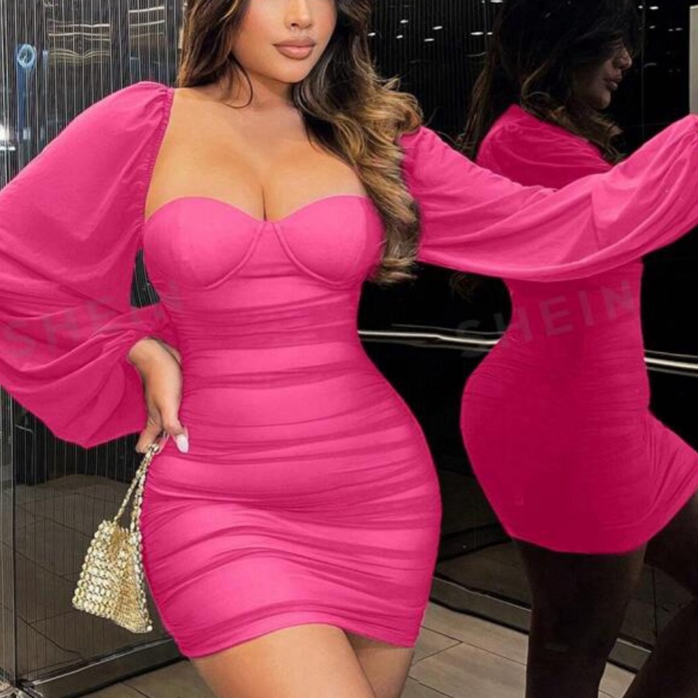 Pink body con dress